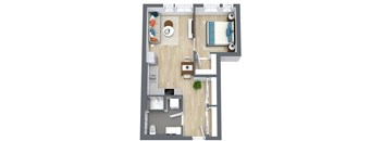 Gridline Apartments in Seattle, WA One Bedroom Floor Plan