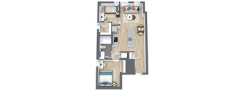 Gridline Apartments in Seattle, WA Two Bedroom Floor Plan