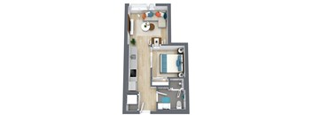 Gridline Apartments in Seattle, WA One Bedroom Floor Plan