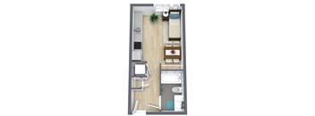 Gridline Apartments in Seattle, WA Studio Floor Plan