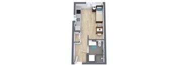 Gridline Apartments in Seattle, WA Studio Floor Plan