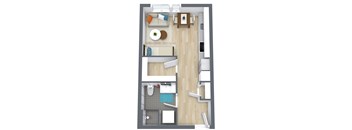 Gridline Apartments in Seattle, WA Studio Floor Plan