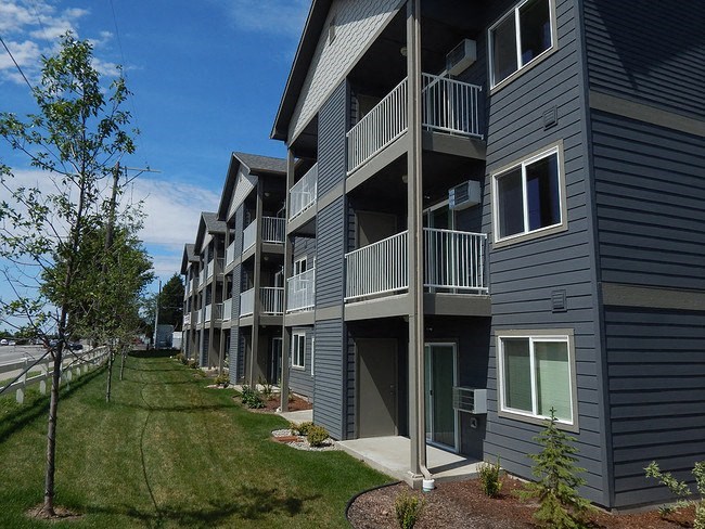 a view of the balconies of an apartment building