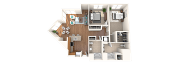 The Mercer Apartments Groveland Two Bedroom Two Bathroom Floor Plan