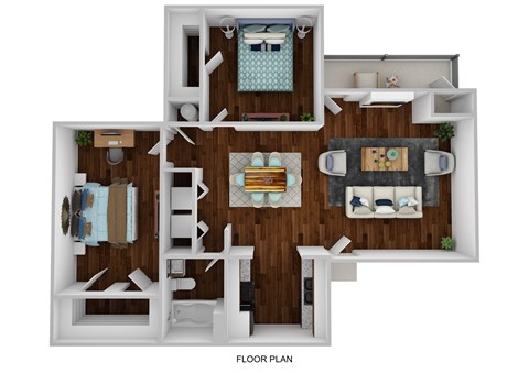 Harper Apartments 3D Floor Plan B2