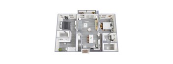 H 2Bed 2Bath Floor Plan at Rendezvous Urban Flats, Tucson