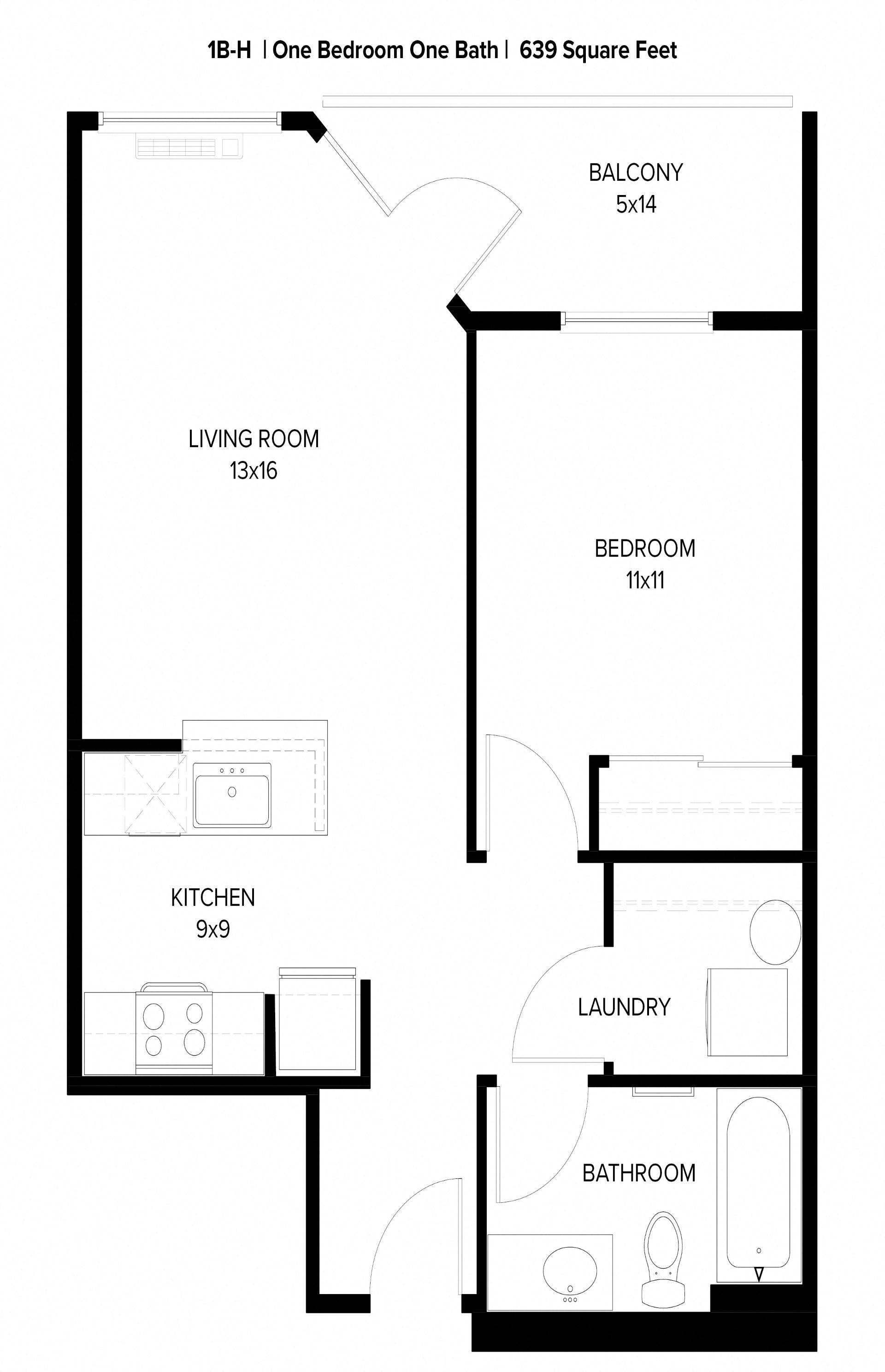 Harbor Sky 1x1 A Floor Plan