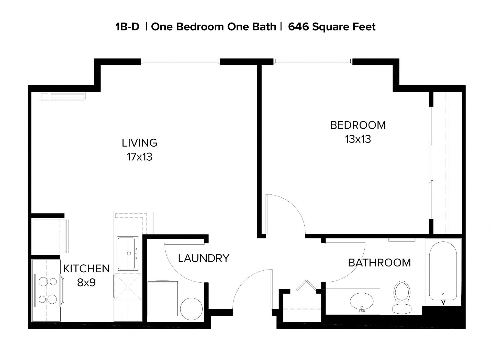 Harbor Sky 1x1 B Floor Plan