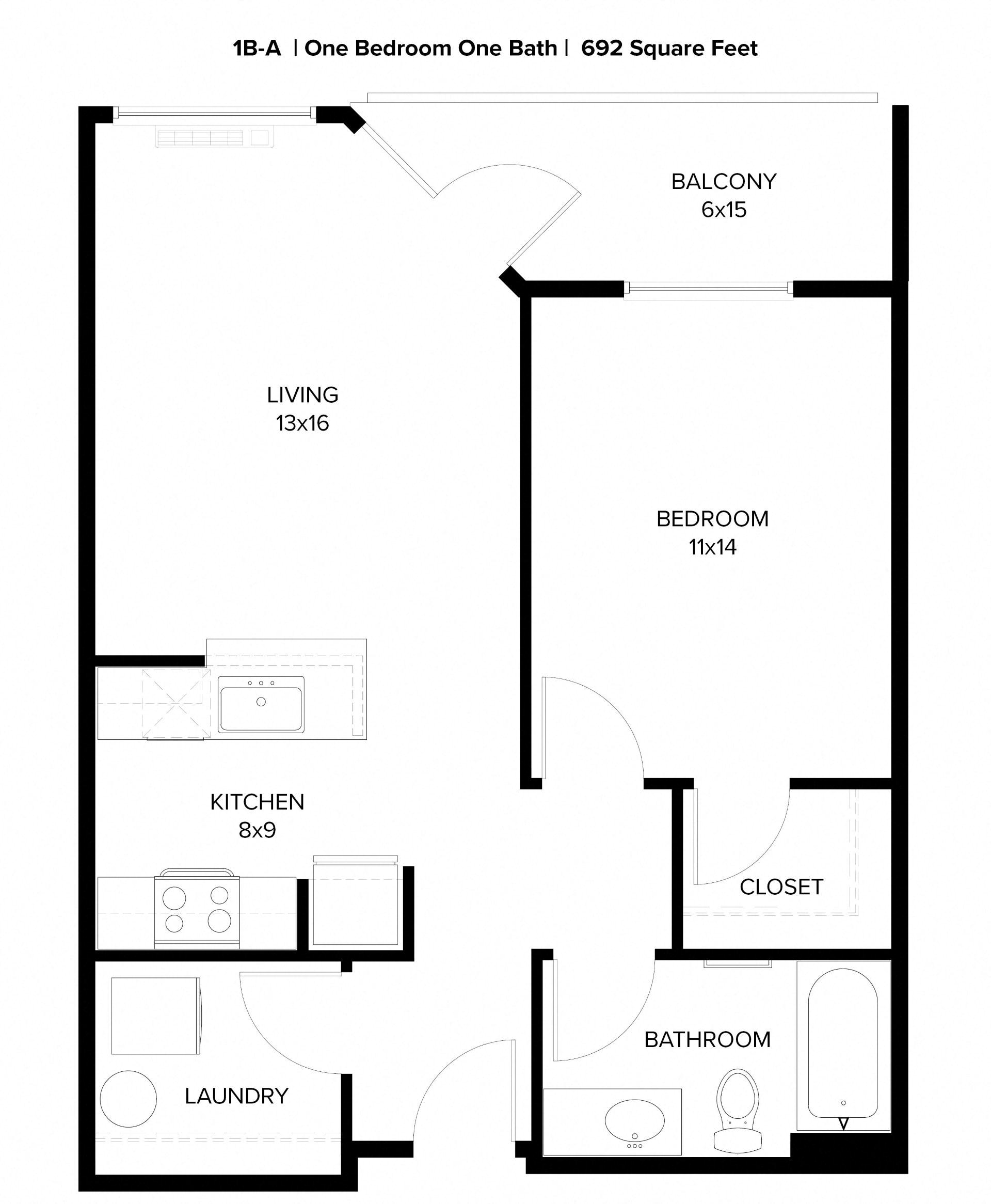 Harbor Sky 1x1 F Floor Plan