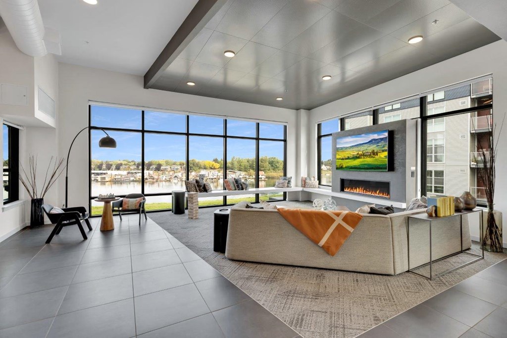 Harbor Sky Clubhouse Lounge with Fireplace and Beautiful Views