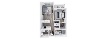 Harbor Sky Apartments in Portland, Oregon 1x1 F Floor Plan