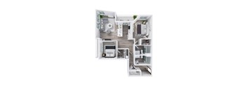 Harbor Sky Apartments in Portland, Oregon 2x2 E Floor Plan