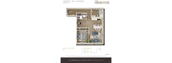 The Hemlock Apartments 1 Bed 1 Bath w Den 11 Floor Plan