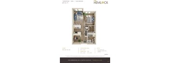 The Hemlock Apartments 1 Bed 1 Bath w Den 4 Floor Plan
