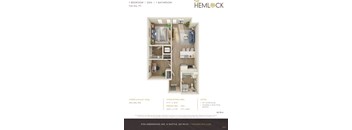 The Hemlock Apartments 1 Bed 1 Bath w Den 6-6A Floor Plan