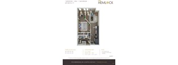 The Hemlock Apartments 1 Bed 1 Bath w Den 7A-7B Floor Plan