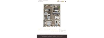 The Hemlock Apartments 2 Bed 2 Bath 2A-2C Floor Plan