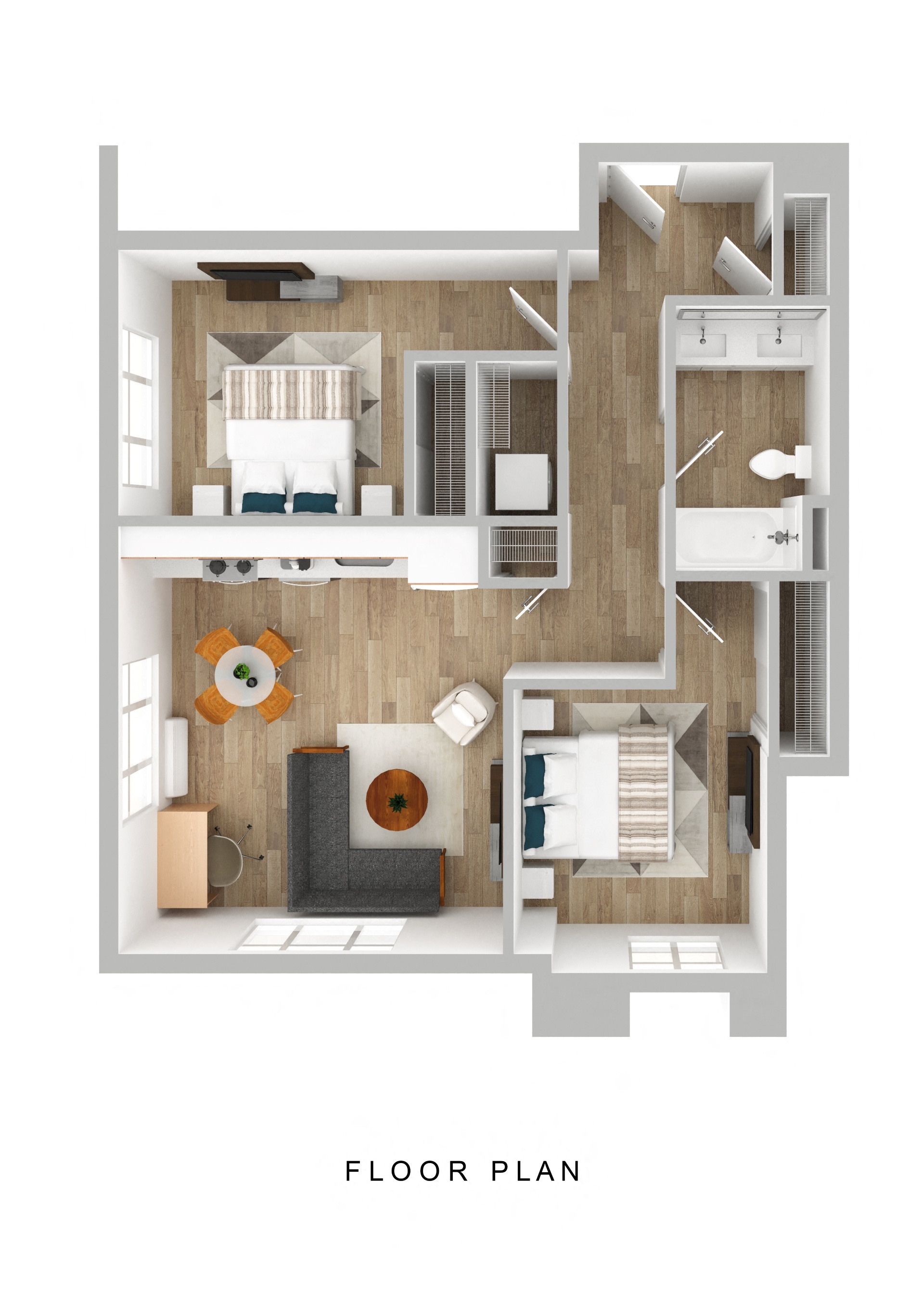 Henley Place Apartments in Milwaukie, Oregon 2x1 Floor Plan