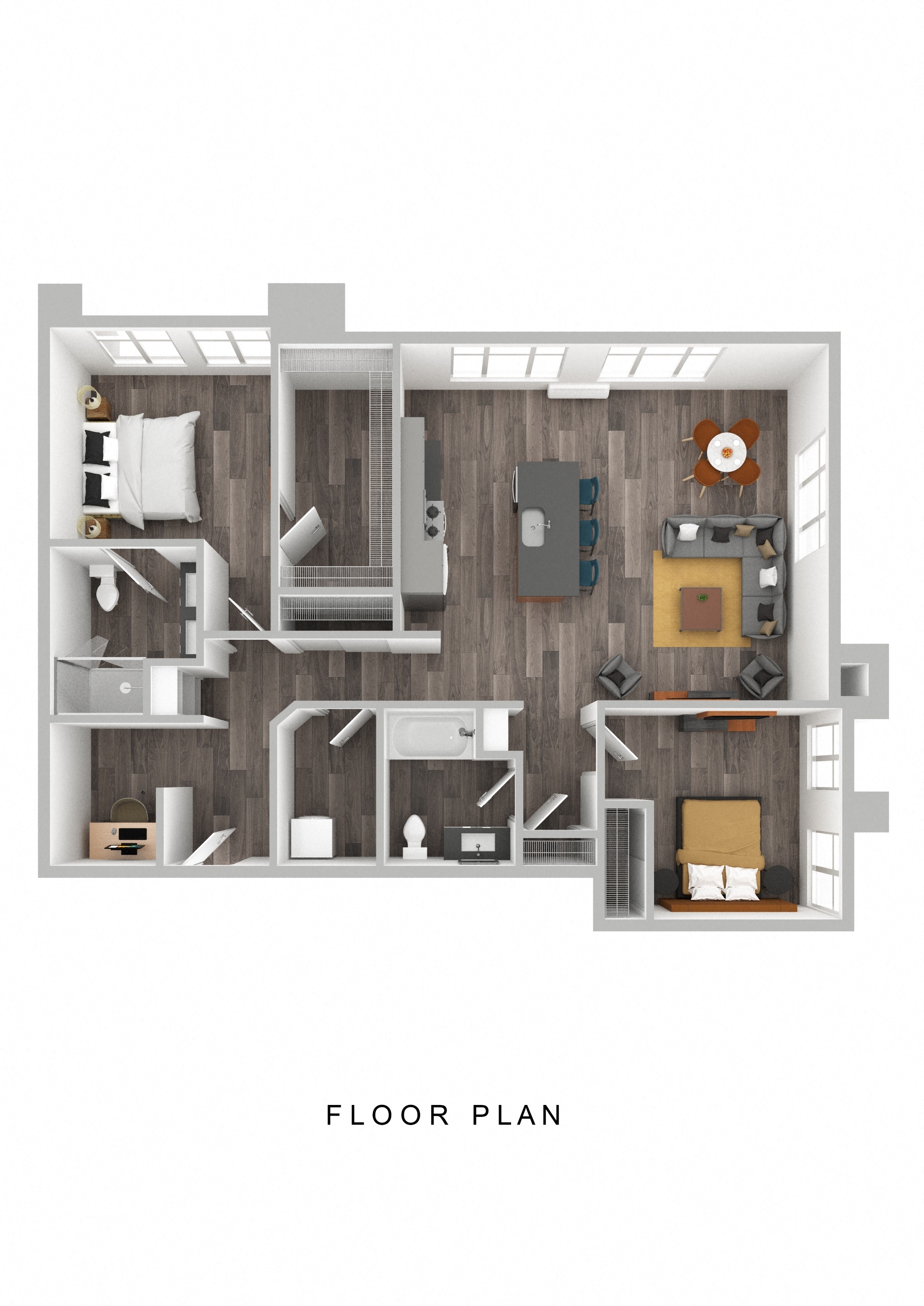 Henley Place Apartments in Milwaukie, Oregon 2x2 with Den Floor Plan