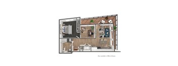Heron Flats and Lofts 1x1 with Den Floor Plan