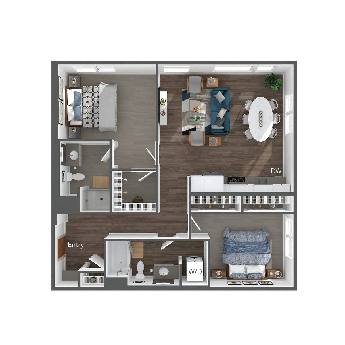 Heron Flats and Lofts 2x2 ARCH Floor Plan