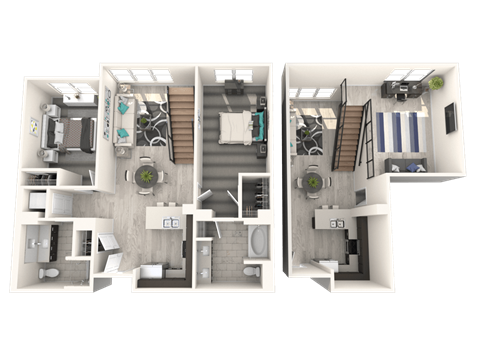 The Mercer Apartments Homestead Two Bedroom Two Bathroom Floor Plan