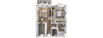 Hudson at Highline Apartments in Denver, Colorado One Bedroom Floor Plan