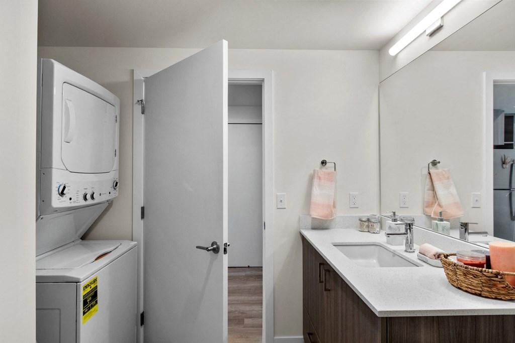 The Warren Model Bathroom with Washer and Dryer
