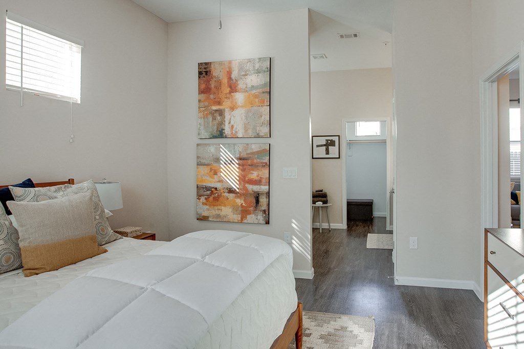 Horizon at Premier Apartments Model Bedroom with entry to hallway.