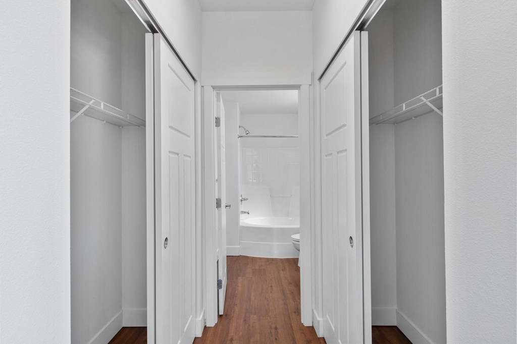 this is a photo of the hallway in a 1 bedroom apartment at deer hill apartments in c
