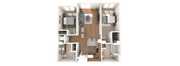 The Mercer Apartments Islandcrest East Two Bedroom Two Bathroom Floor Plan