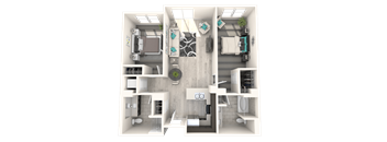 The Mercer Islandcrest West Two Bedroom Two Bathroom Floor Plan