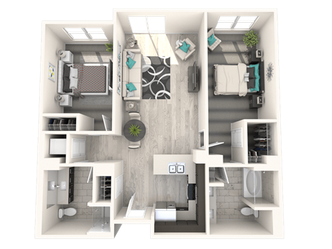 The Mercer Islandcrest West Two Bedroom Two Bathroom Floor Plan