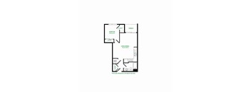 A floor plan of a bedroom with dimensions and closet locations.