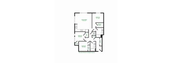 A black and white floor plan of a house with three bedrooms and a living room.