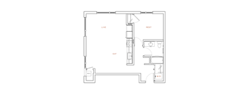 A floor plan of a house with labeled rooms.