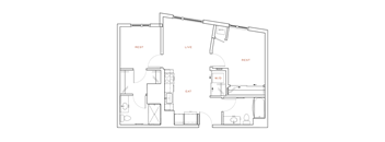 A floor plan of a house with labeled rooms such as