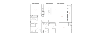 A floor plan of a house with labeled rooms such as