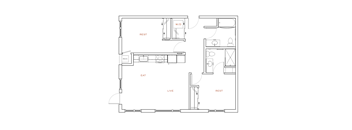 A floor plan of a house with labeled rooms.