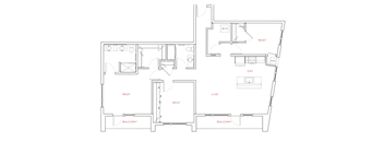 A black and white image of a floor plan of a house.