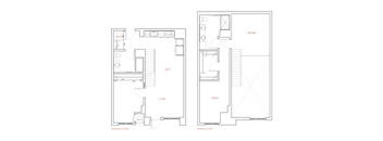 A floor plan of a two-story house with labeled rooms.