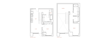 A floor plan of a two-story house with labeled rooms.