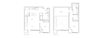 A floor plan of a two-story house with labeled rooms.