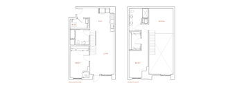 A floor plan of a two-story house with labeled rooms.