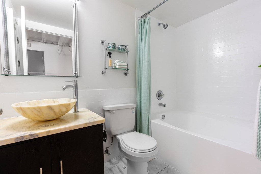 a bathroom with a sink and a toilet and a shower