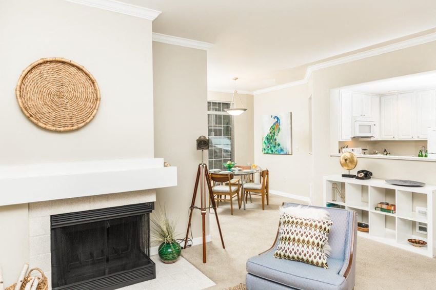 Keeler's Corner Apartments Model Living Room and Fireplace - Photo Gallery