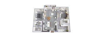 K 2Bed 2Bath Floor Plan at Rendezvous Urban Flats, Arizona, 85701