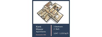 Kent Manor Apartments 3x2 Floor Plan