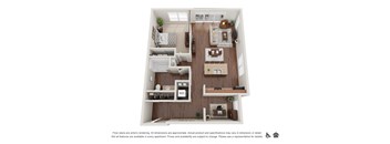 Koi Apartments in Ballard, Washington 1x1 Den D Floor Plan