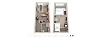 Koi Apartments in Ballard, Washington 1x1 Loft Floor Plan